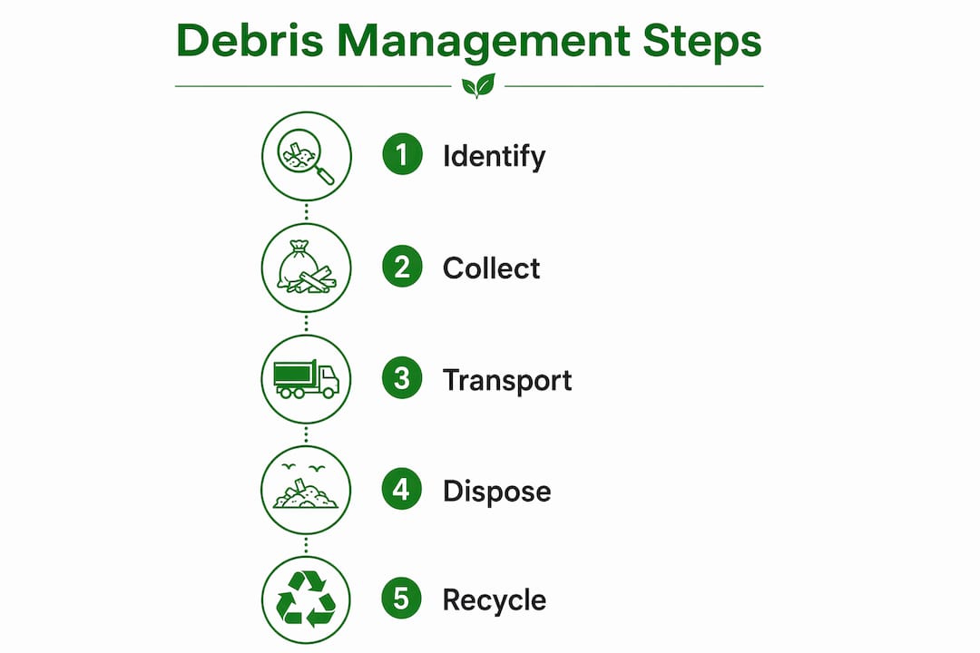 Infographic outlining debris management process steps