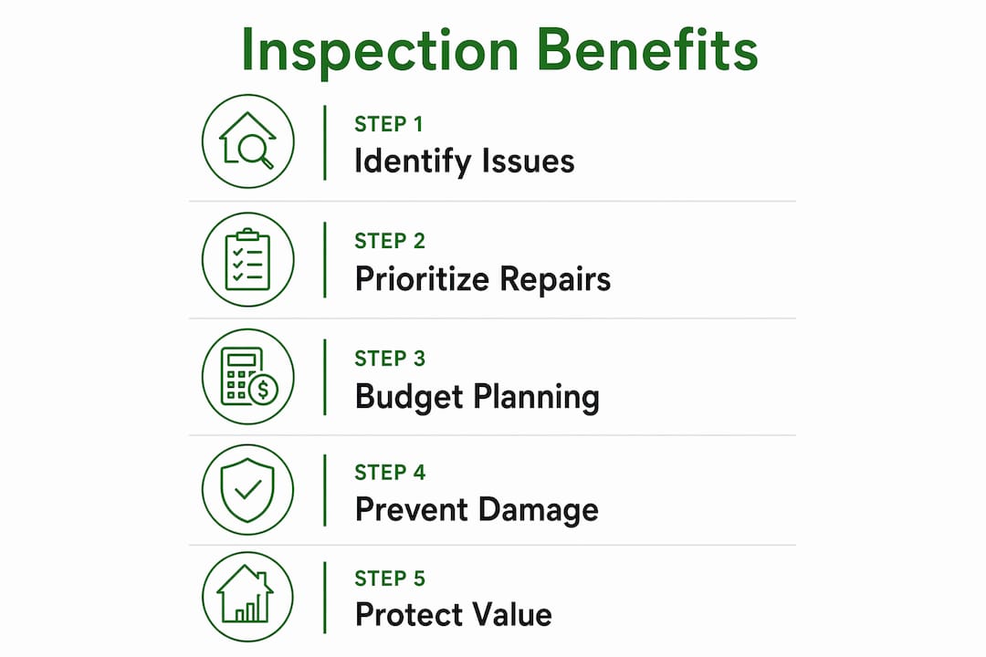 Infographic showing steps in property inspection benefits process
