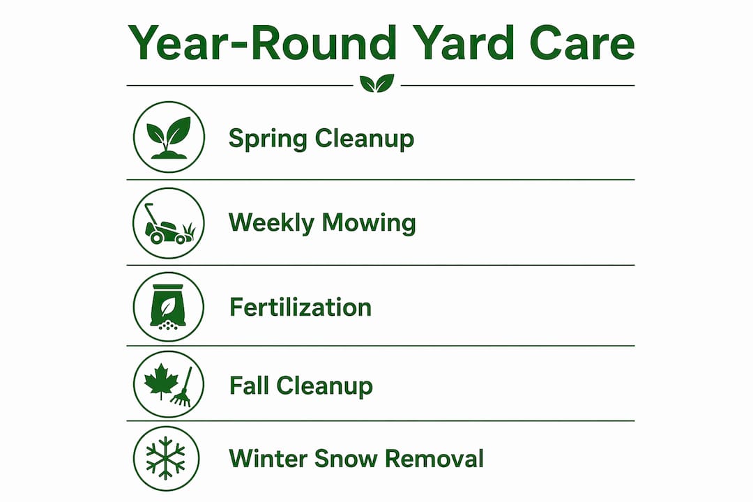 Infographic showing year-round yard care steps