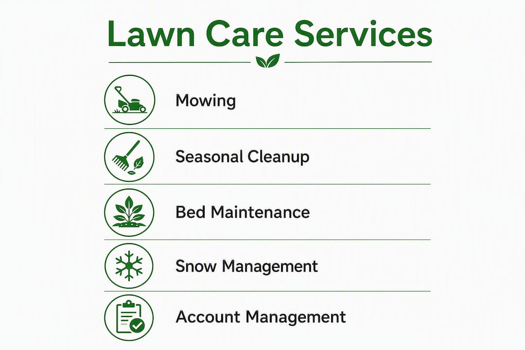 Infographic outlining key lawn care services