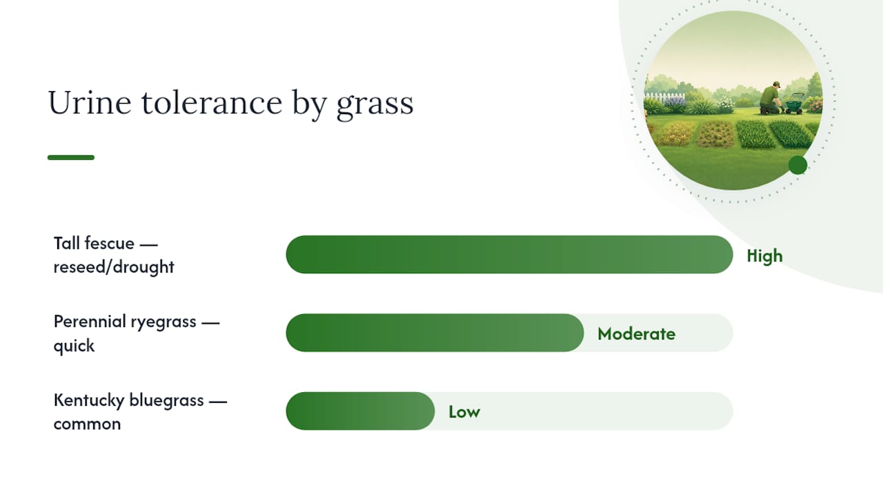 Diagram comparing urine tolerance of lawn grasses