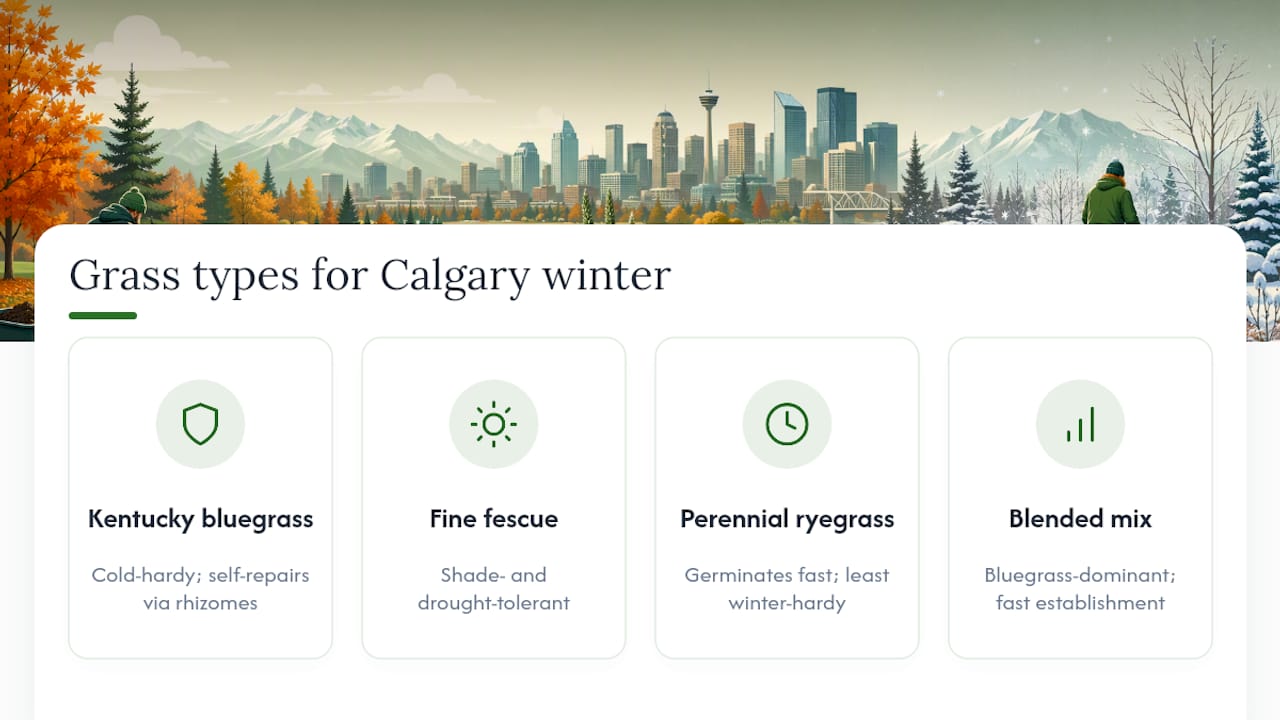 Comparison diagram of grass types and winter resilience