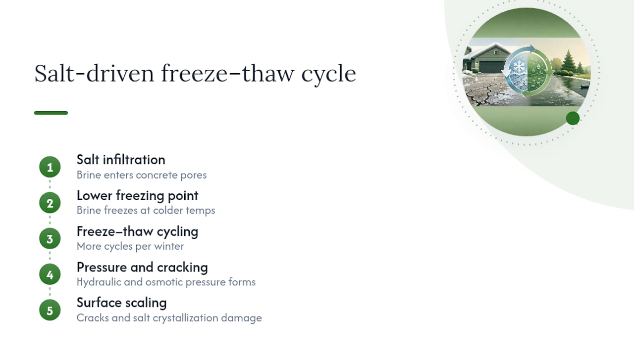 Diagram of freeze-thaw damage process in concrete