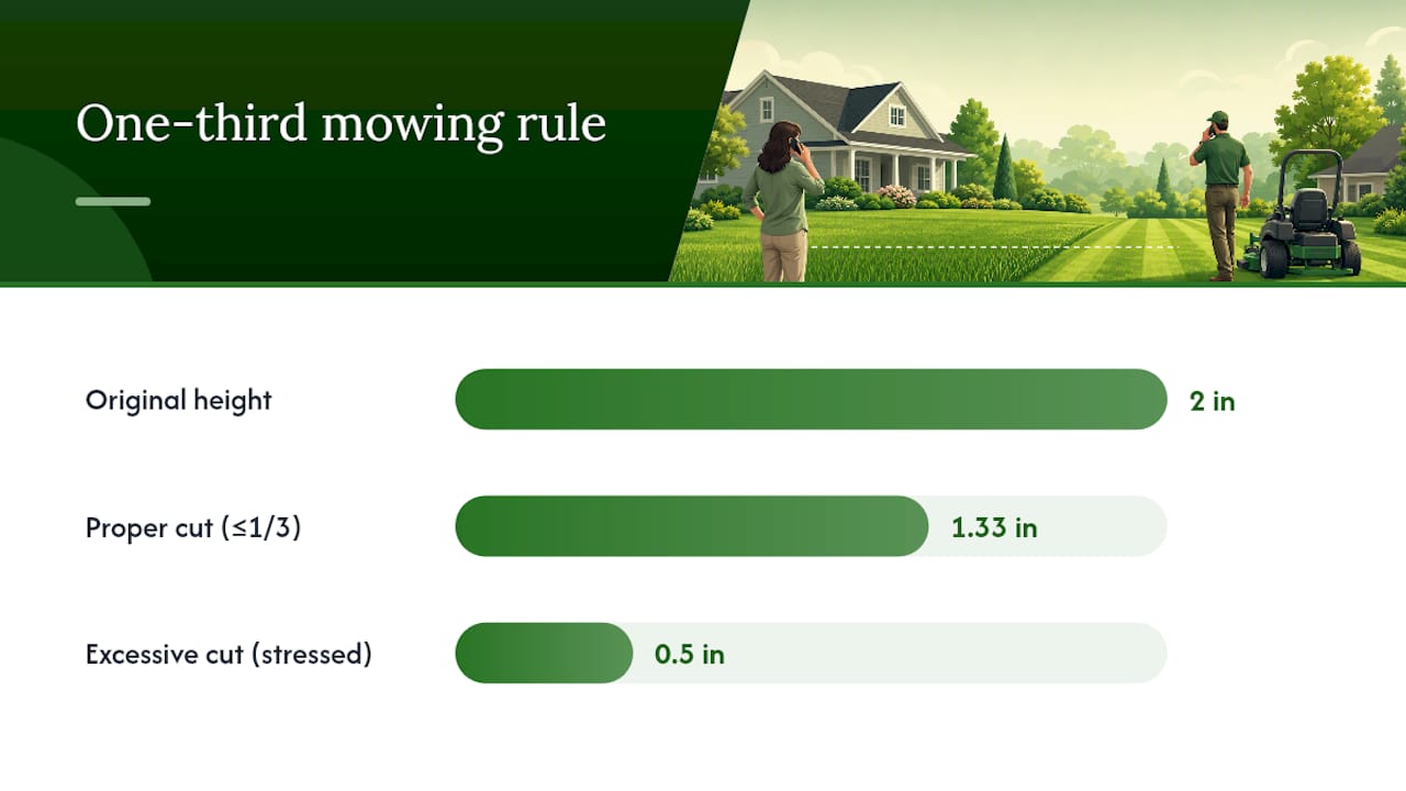 Diagram showing the one-third mowing rule