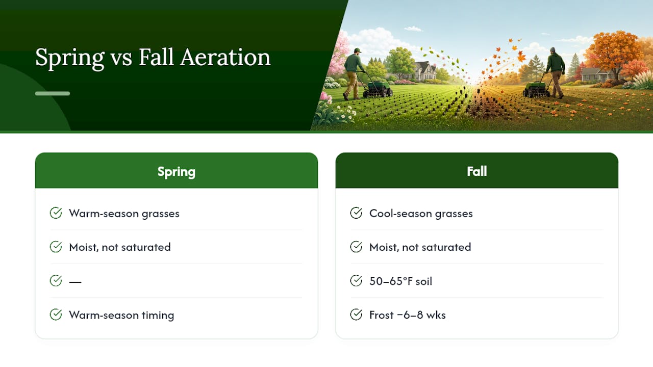 Spring and fall lawn aeration timing comparison