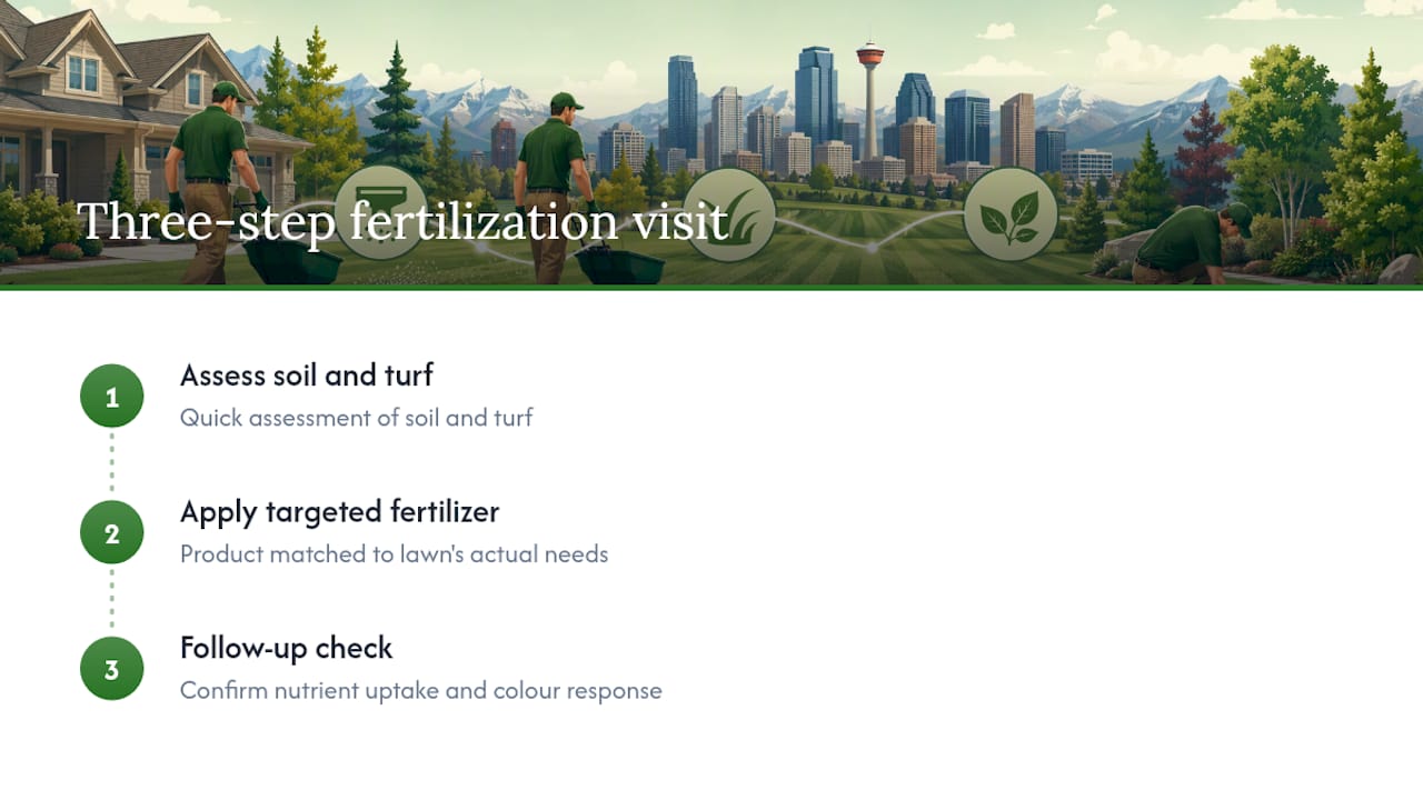 Three-stage lawn fertilization visit process
