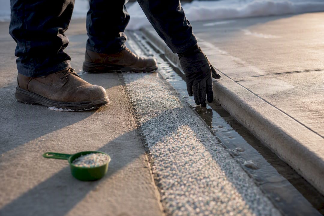 Checking driveway runoff and anti-slip treatment