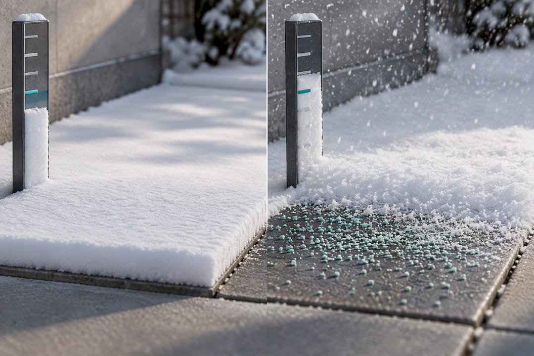 Illustration of snow depth and pre-treatment sequence