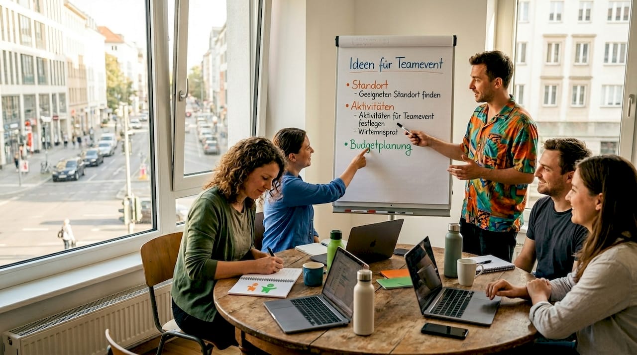 Das Team entwickelt gemeinsam ein nachhaltiges Veranstaltungskonzept.