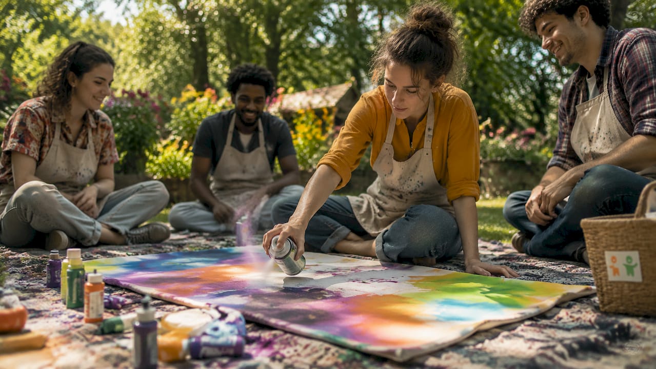 Mitarbeiter werden im Rahmen eines Workshops selbst kreativ und gestalten eigene Graffiti-Kunstwerke.