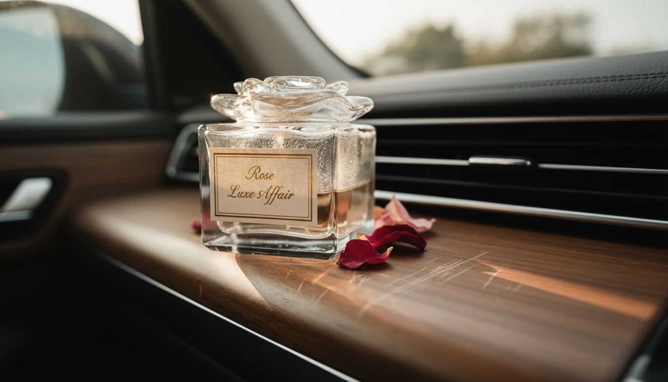Glass diffuser with rose petals on dash