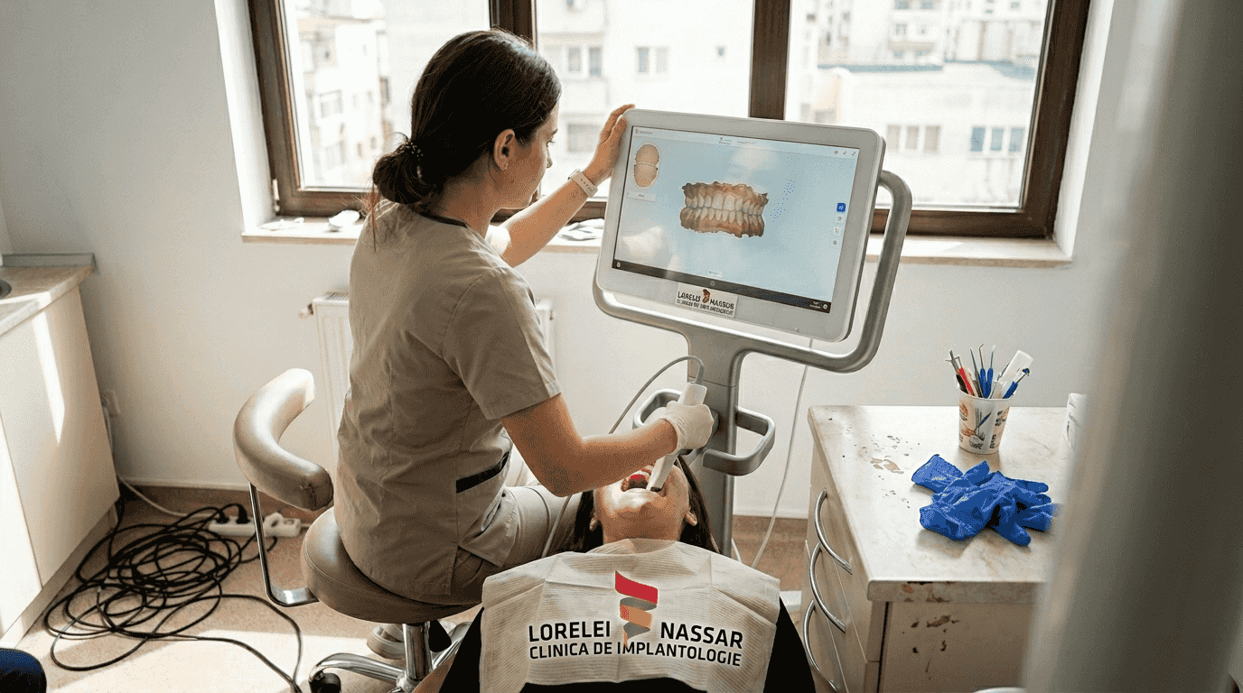 Tehnicianul realizează o scanare digitală dentară
