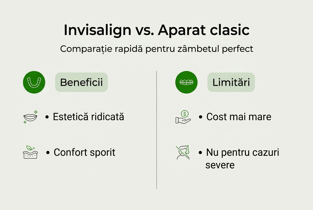 Infografic: Ce trebuie să știi despre Invisalign – beneficii și aspecte de luat în calcul