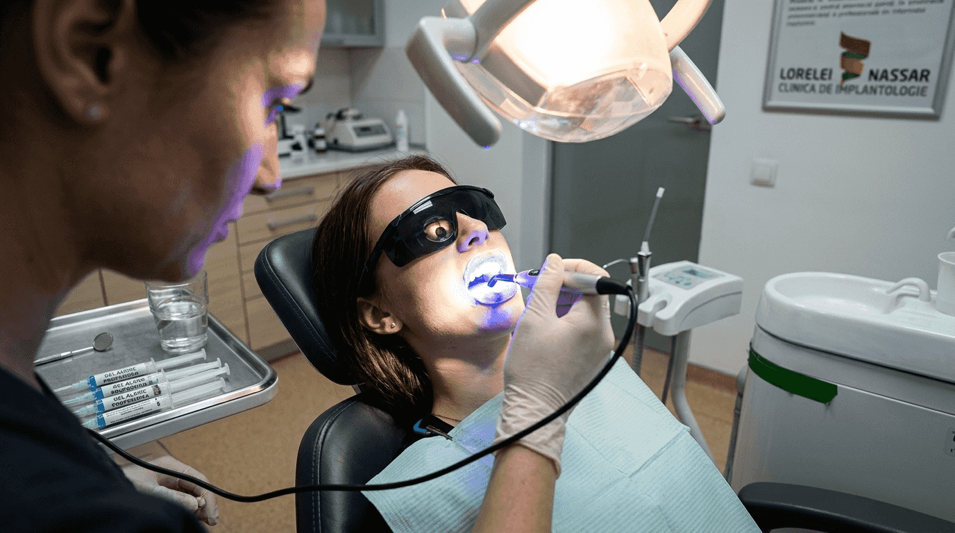 Pacientă care a beneficiat de un tratament de albire cu ajutorul luminii