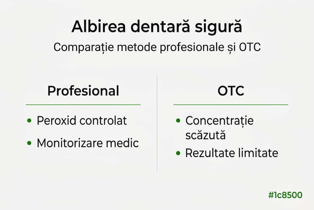 Infografic: Comparație între principalele metode de albire a dinților