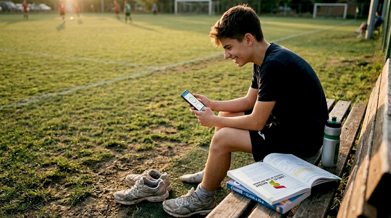 Adolescent pasionat de sport, cu aparat dentar invizibil și telefonul mereu la îndemână