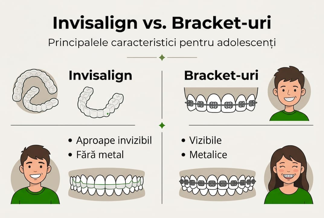 Infografic: diferențele dintre Invisalign și aparatele dentare clasice