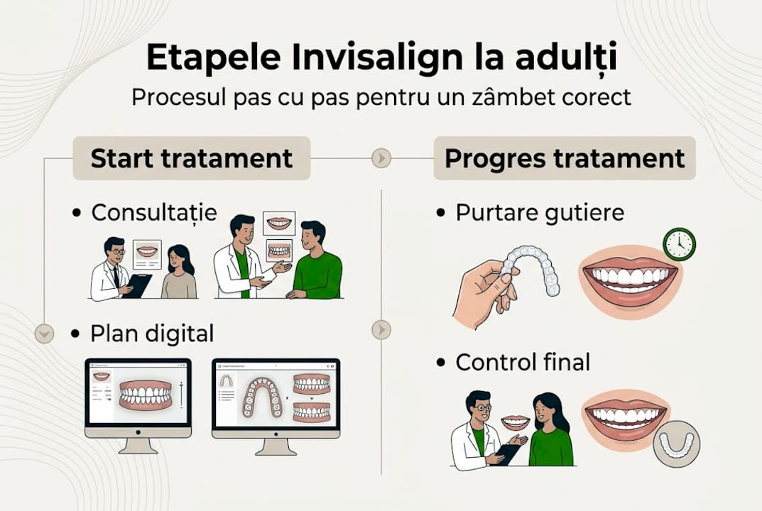 Ghid vizual: cum decurge tratamentul Invisalign la adulți, pas cu pas