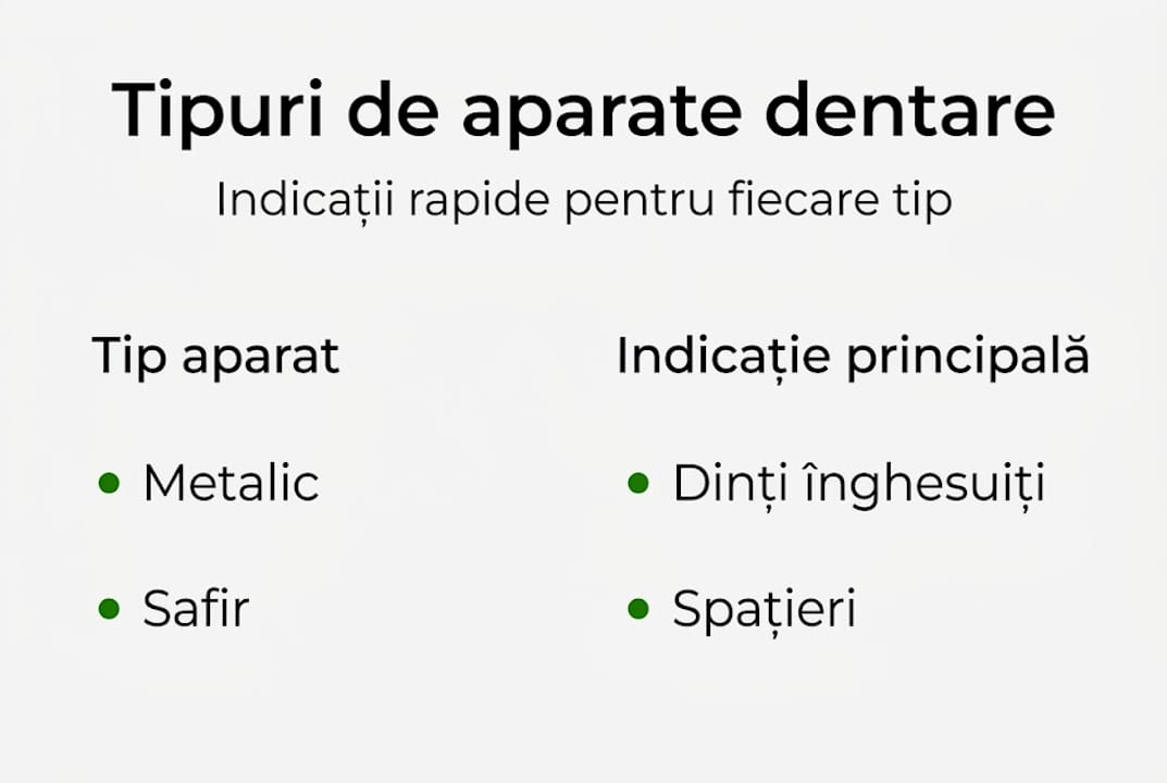 Infografic: Ce tipuri de aparate dentare există și când sunt recomandate