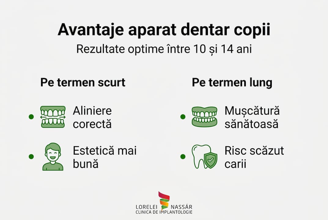 Infografic: Beneficiile purtării aparatului dentar la copii