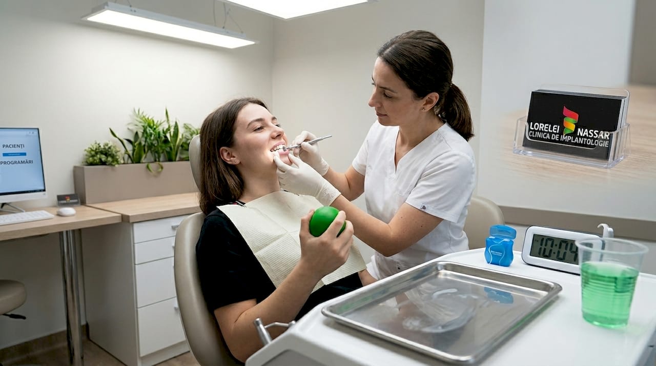Igienistul dentar se ocupă de curățarea și pregătirea dinților înainte de aplicarea aparatului dentar.