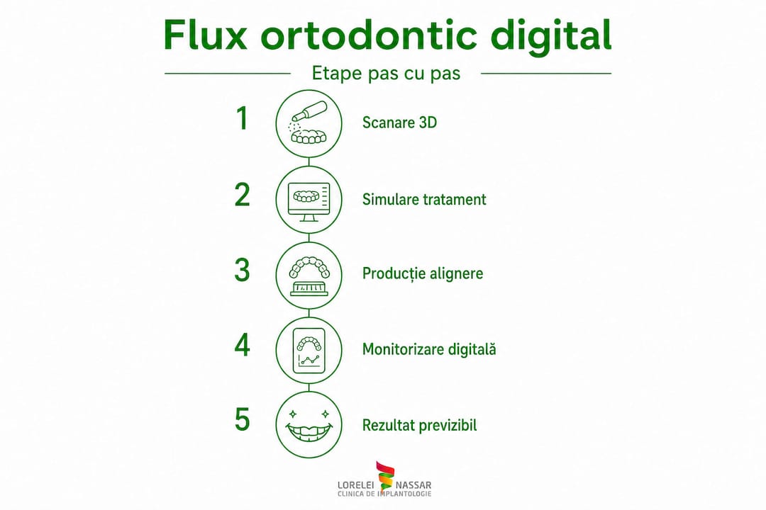Infografic: etapele procesului digital în ortodonție