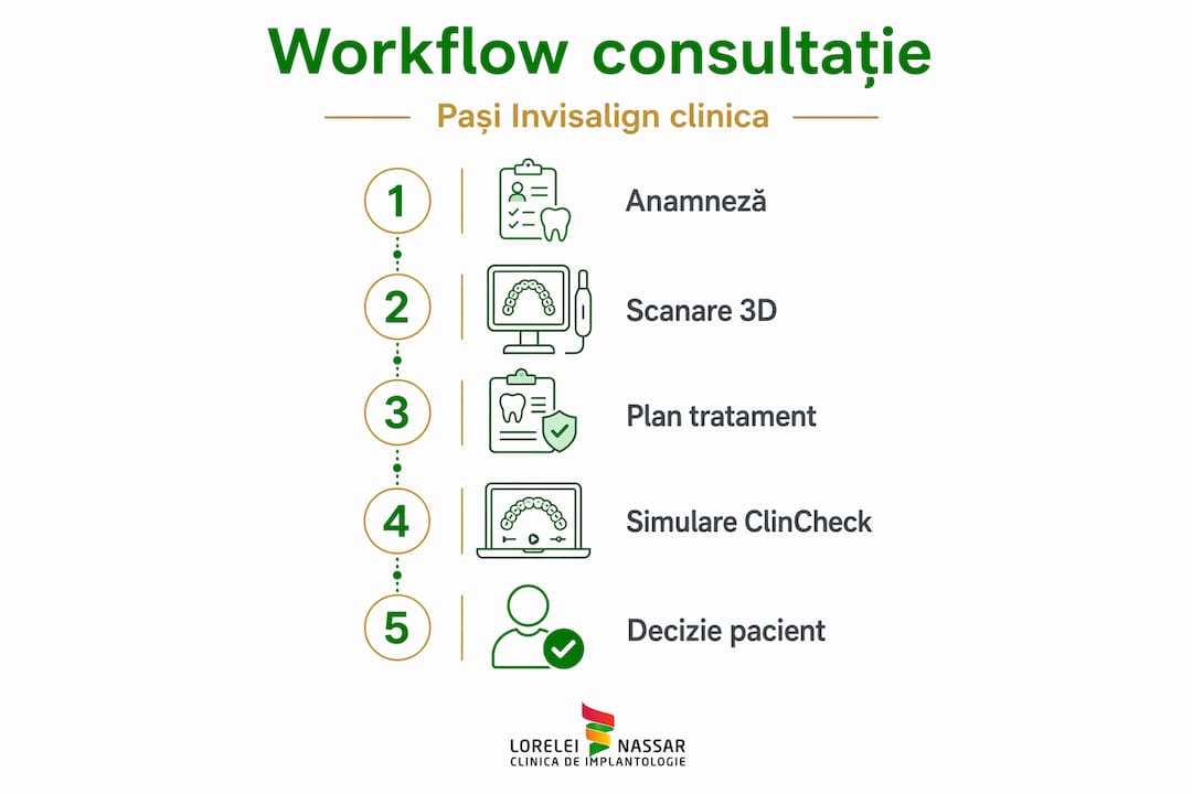 Infografic: etapele principale ale consultației pentru Invisalign