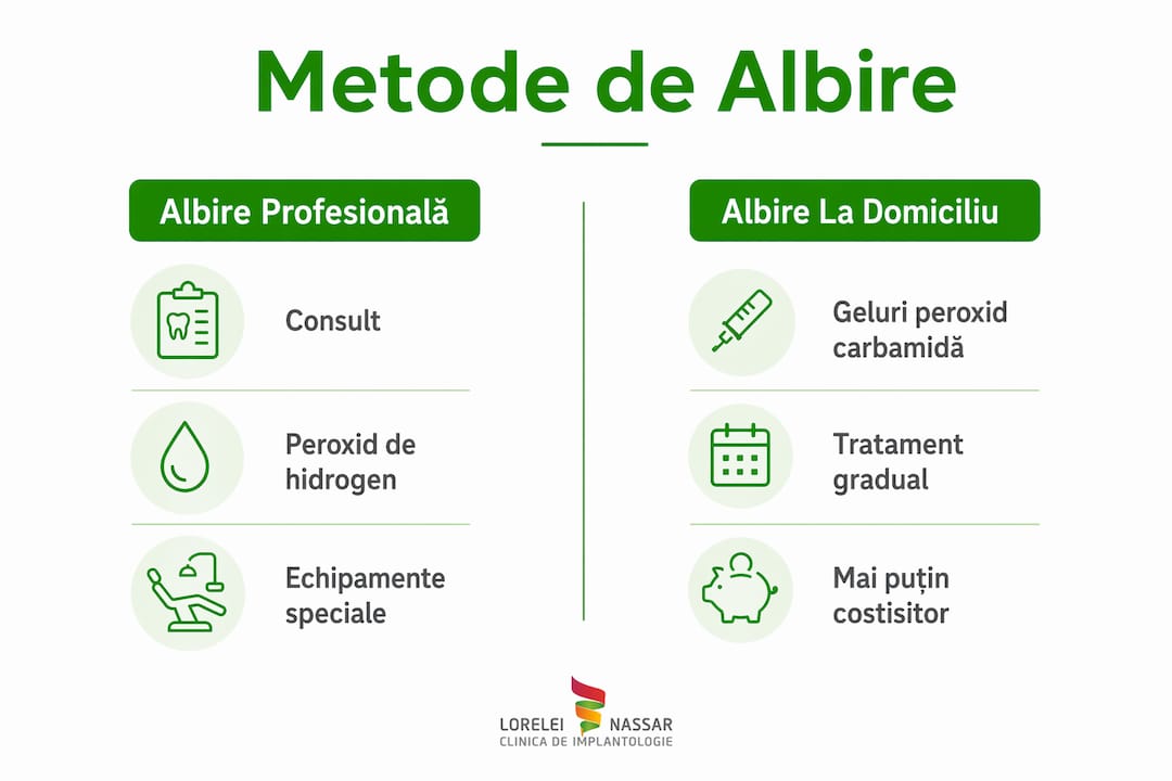 Infografic: diferențele dintre principalele metode de albire a dinților