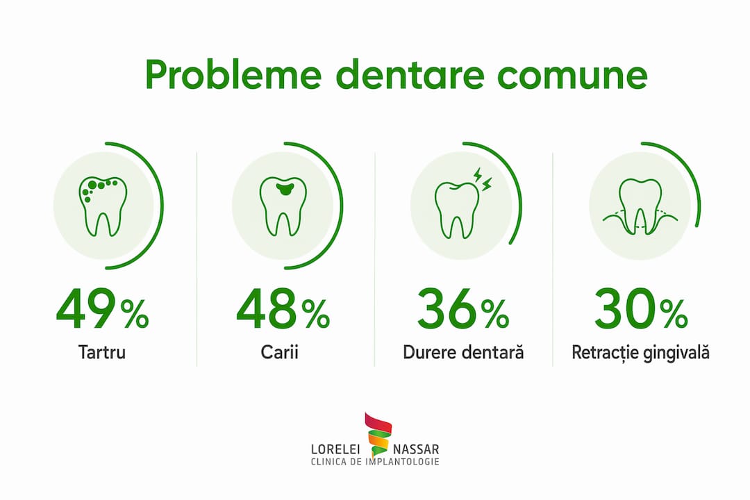 Infografic: cele mai frecvente probleme dentare la adulți și cât de des apar