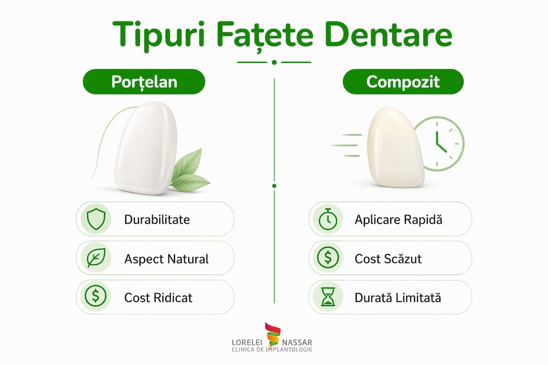 Fațete dentare: ghid complet pentru un zâmbet armonios 2 Infografic: diferențe și asemănări între principalele tipuri de fațete dentare