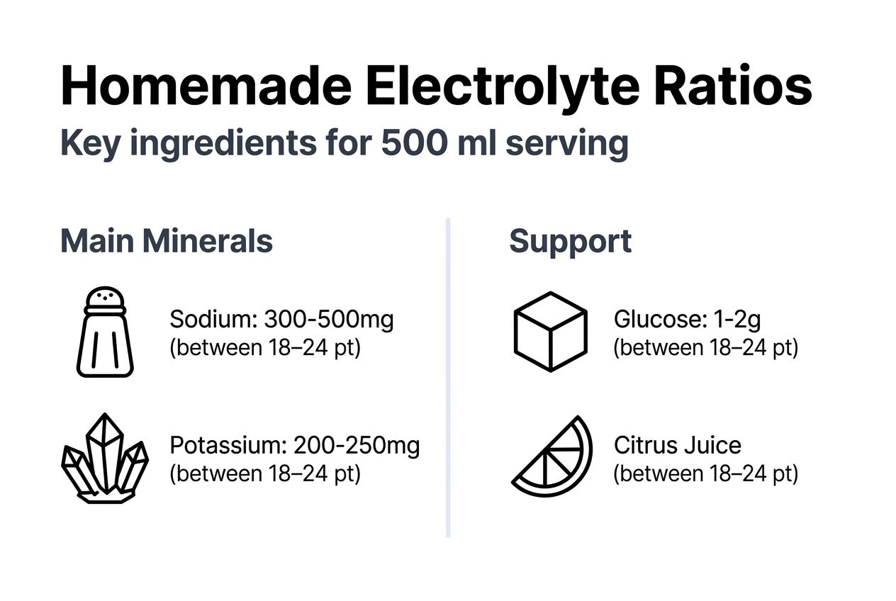 Infographic listing ideal homemade electrolyte drink ratios