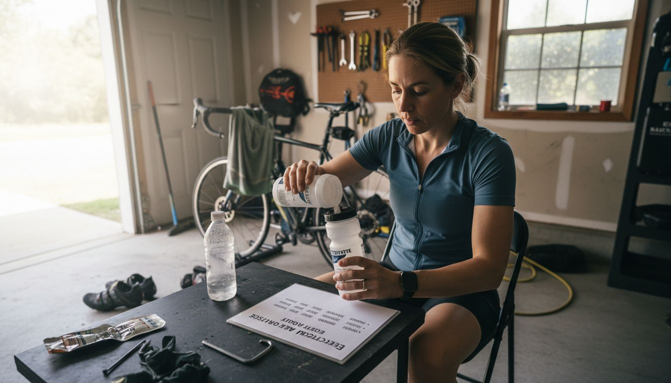Cyclist prepping core electrolyte hydration