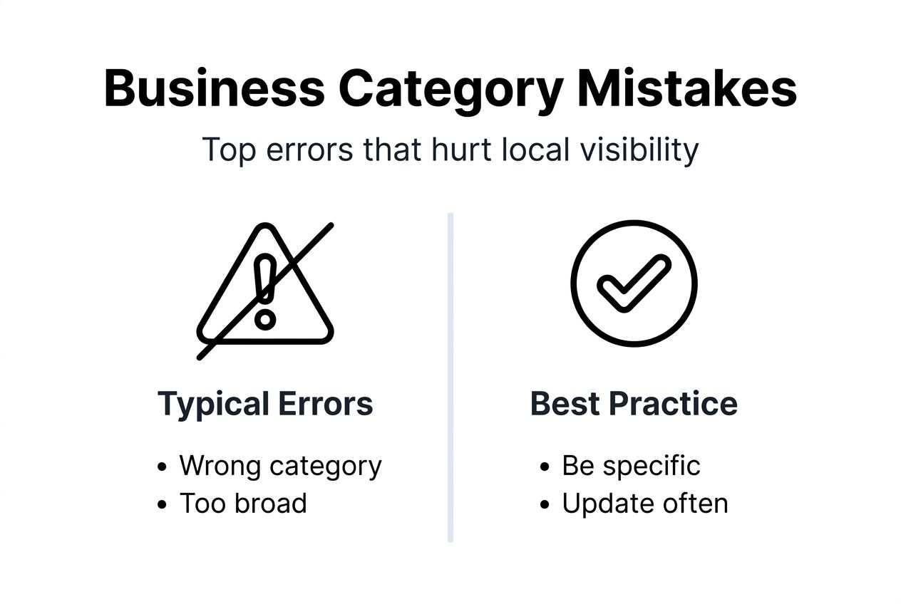 Infographic on business category mistakes and tips