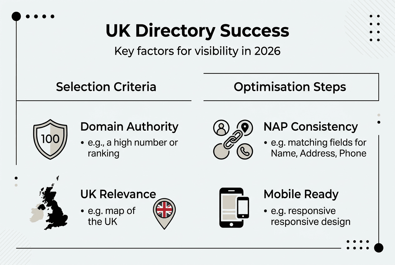 Infographic of key UK directory selection criteria