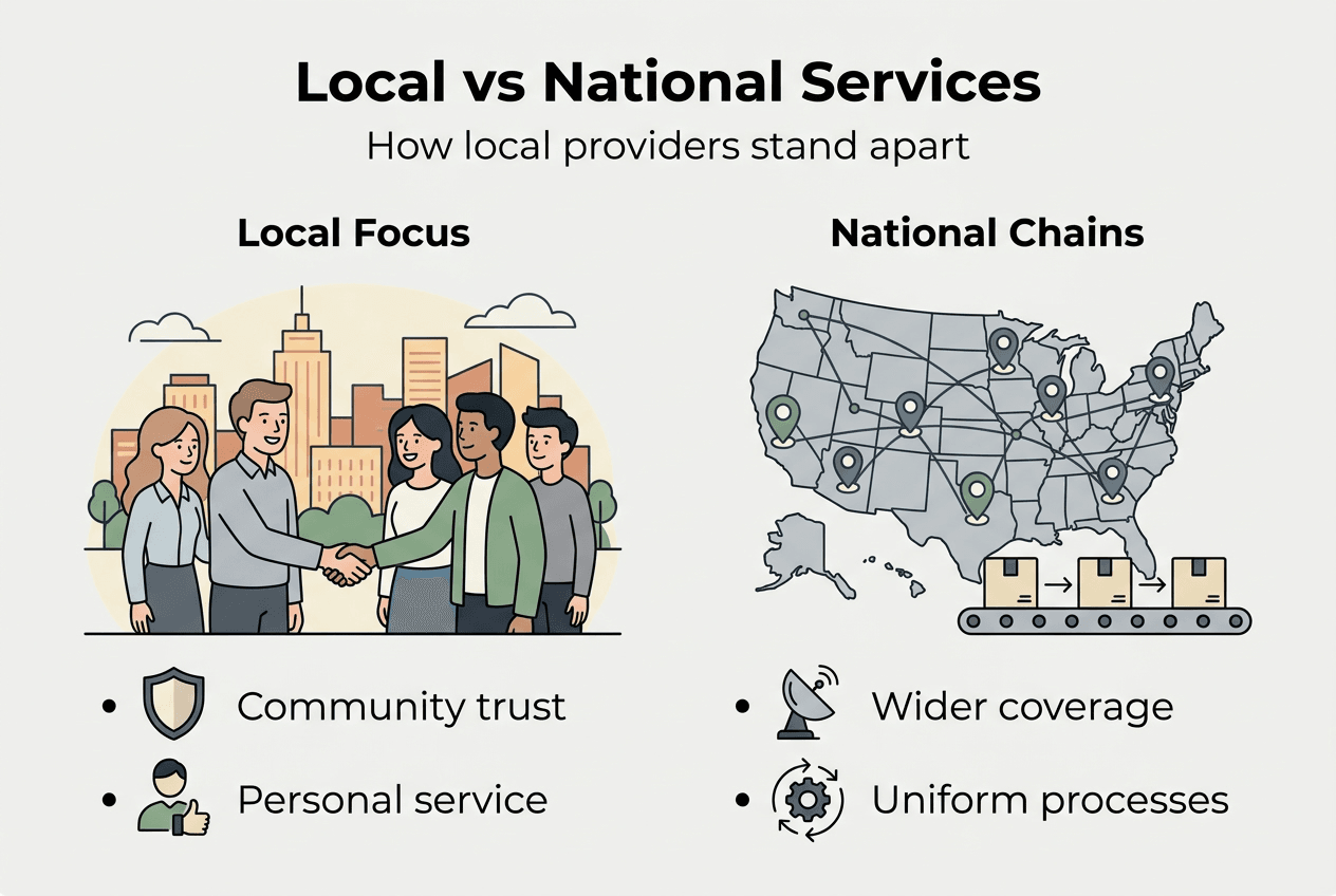 Infographic shows local versus national services