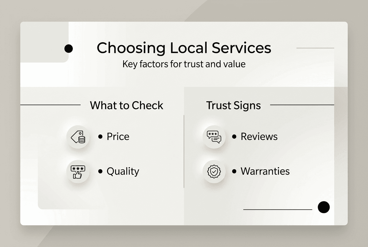 Infographic with main local service decision factors