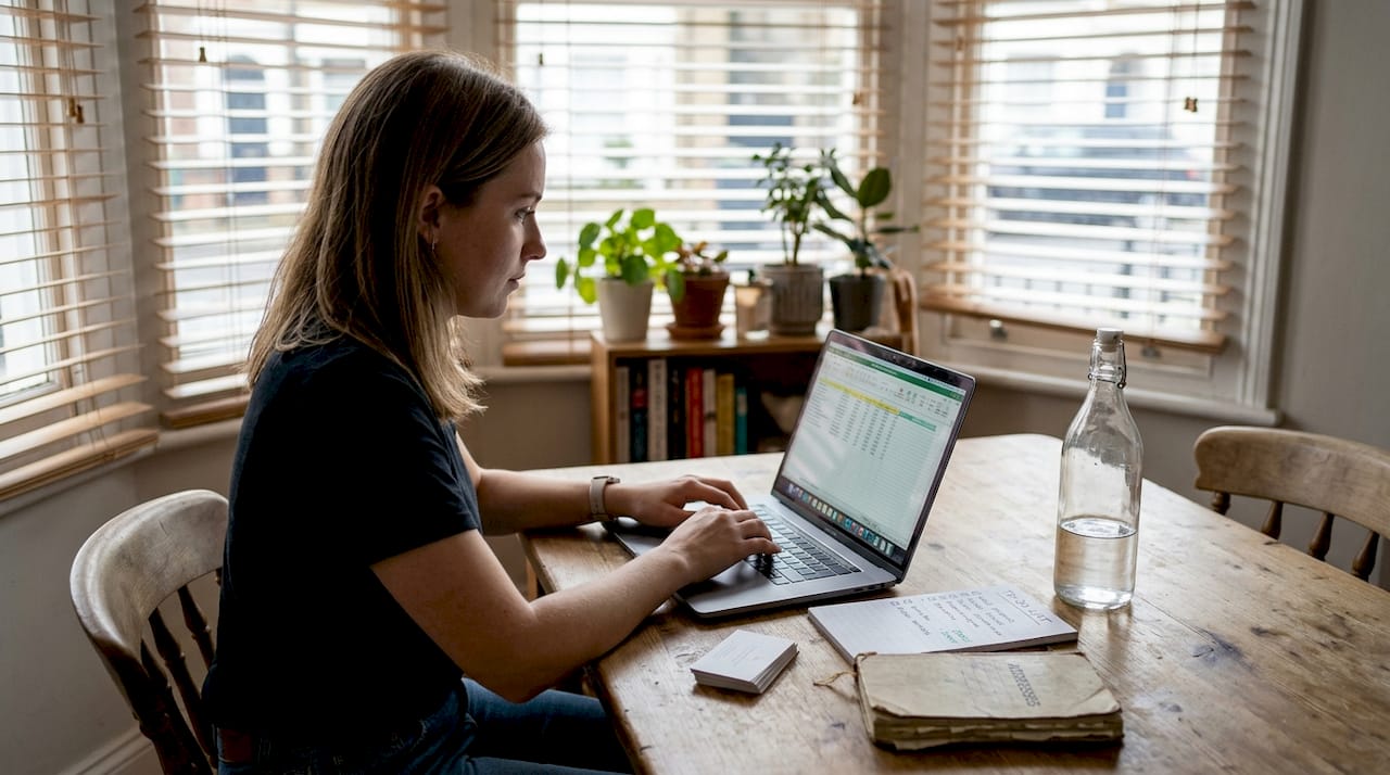 Woman filling details in online directory