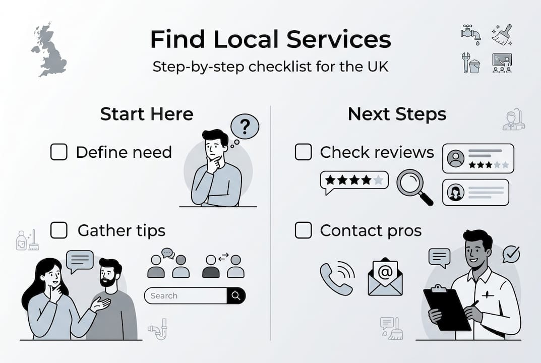 Infographic showing steps to find local services