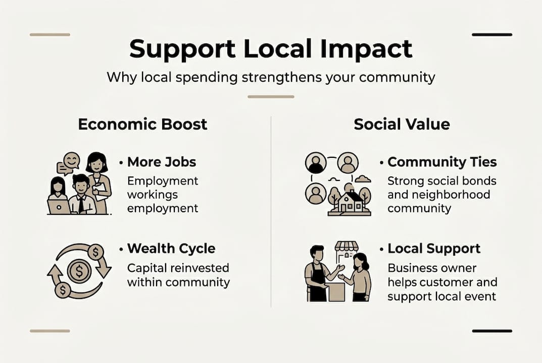 Infographic showing how local spending supports community