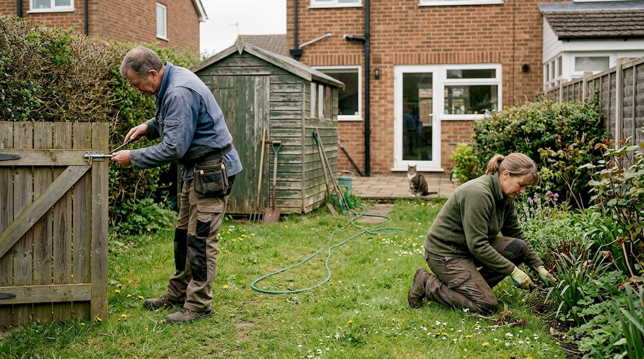 Handyman and gardener performing home services