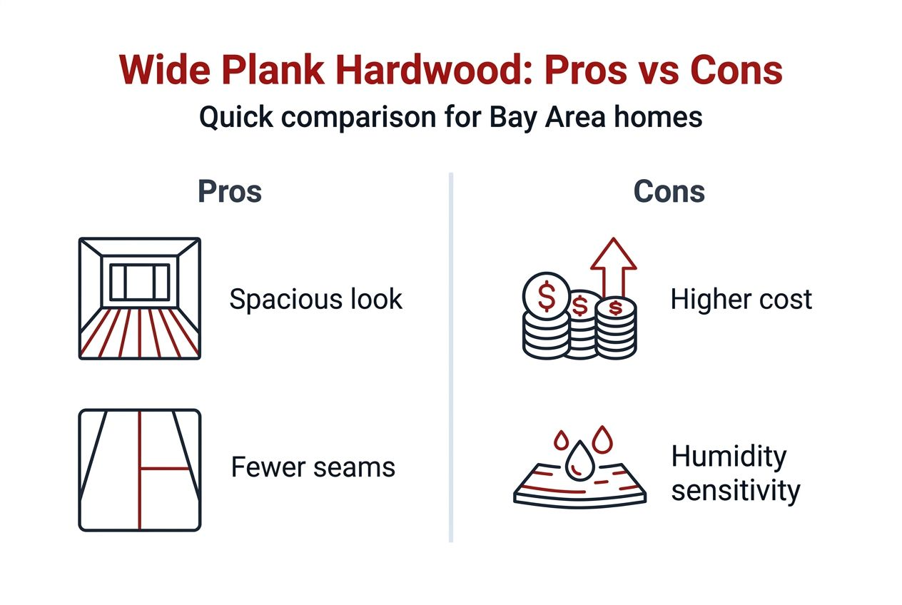 Infographic of wide plank hardwood pros and cons