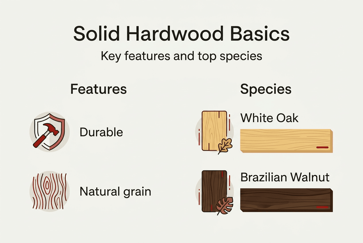 Infographic covers solid hardwood features and species