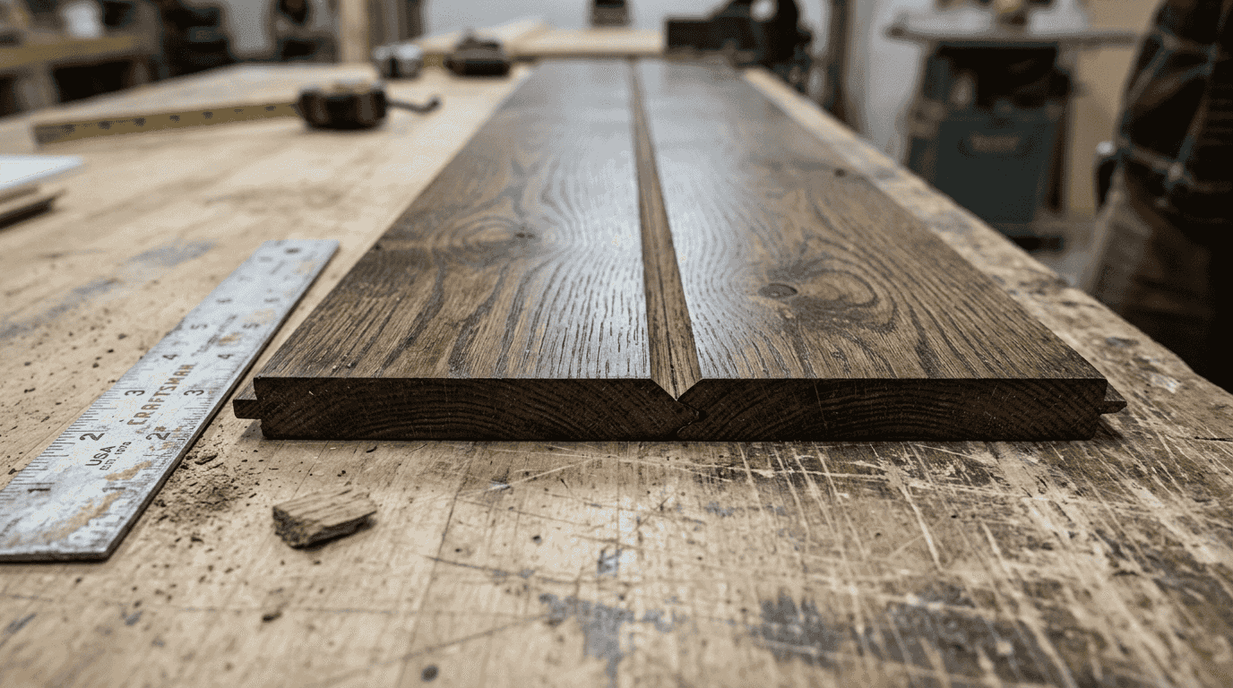 Close-up of micro beveled plank edges