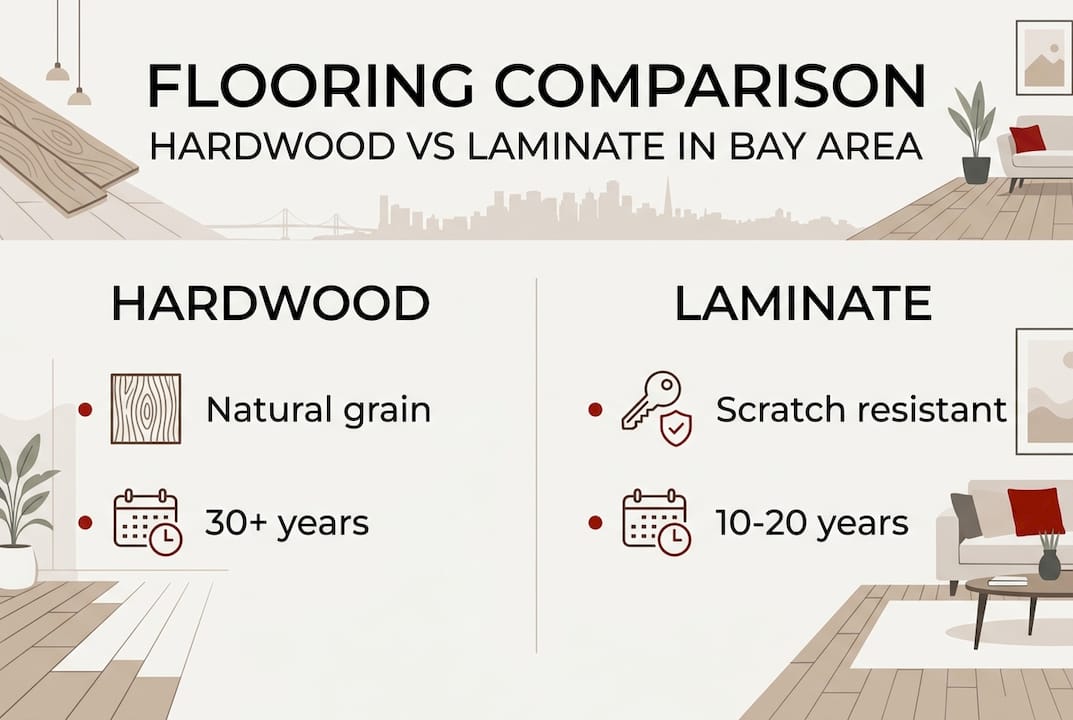 Infographic comparing hardwood and laminate features