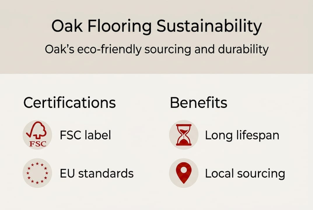 Infographic showing oak sustainability certifications and benefits