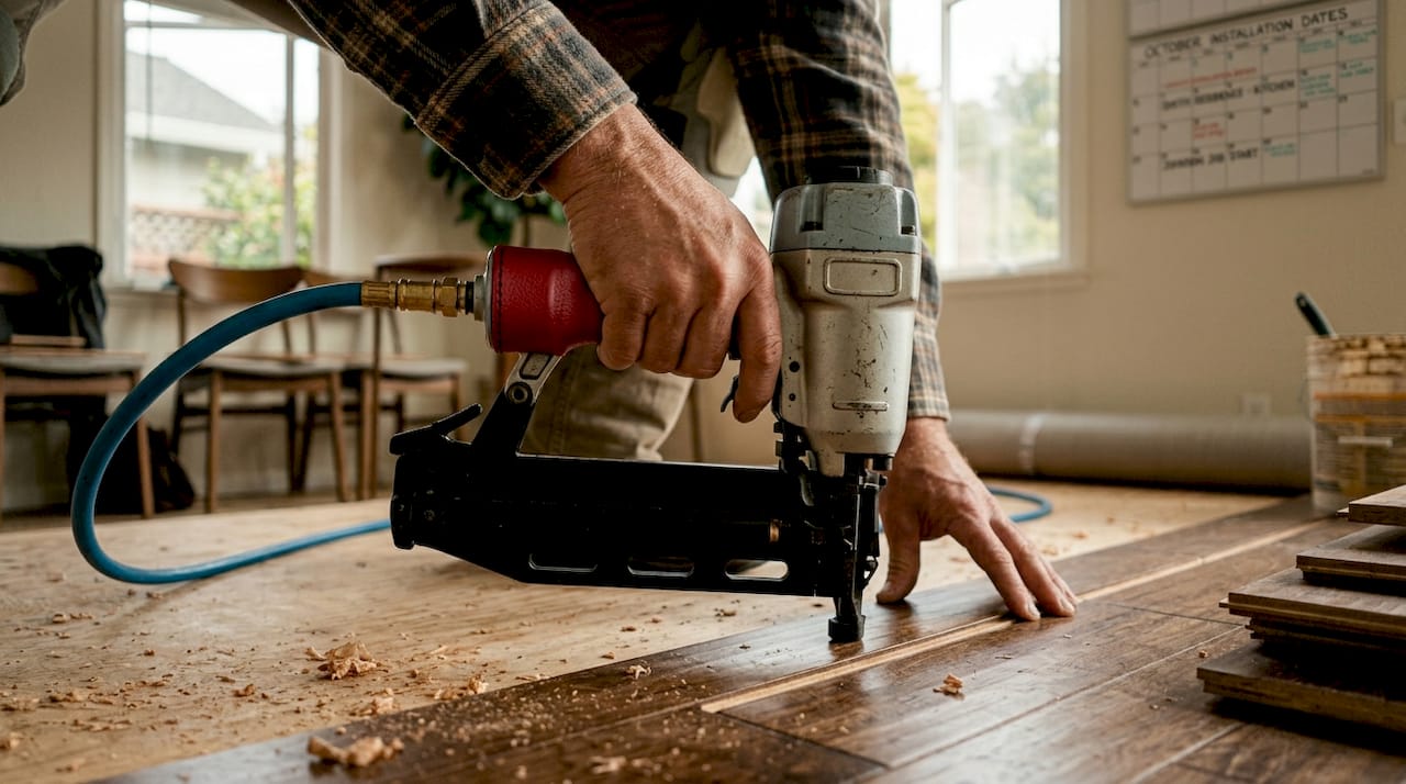 Contractor demonstrating installation methods