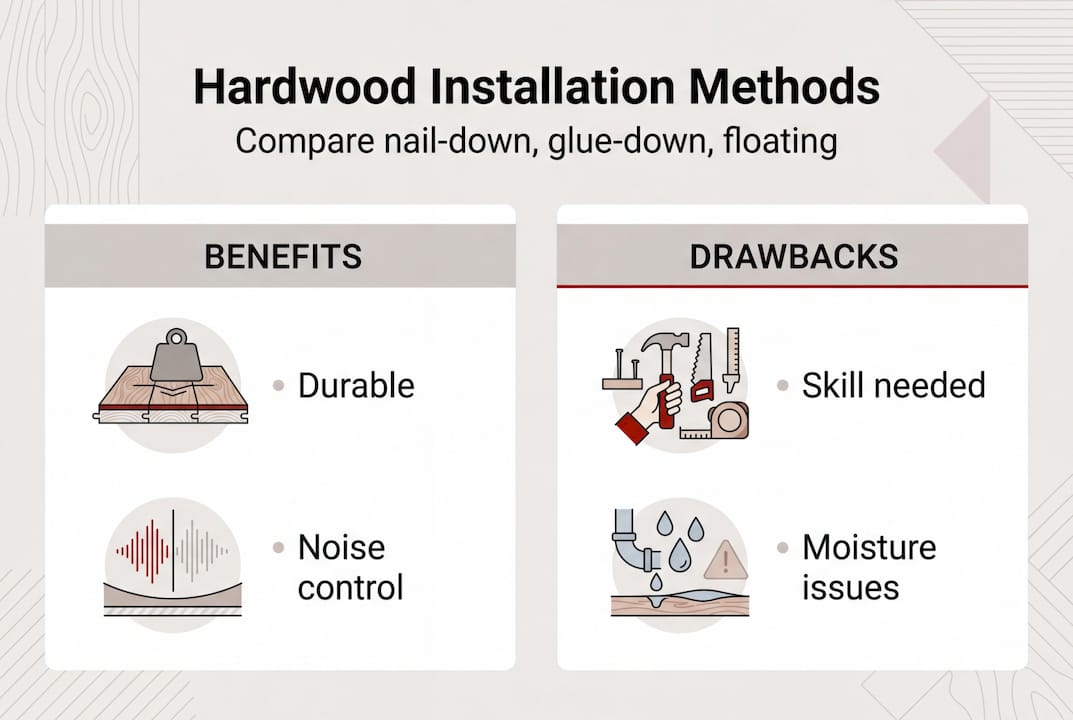 Infographic comparing hardwood install methods