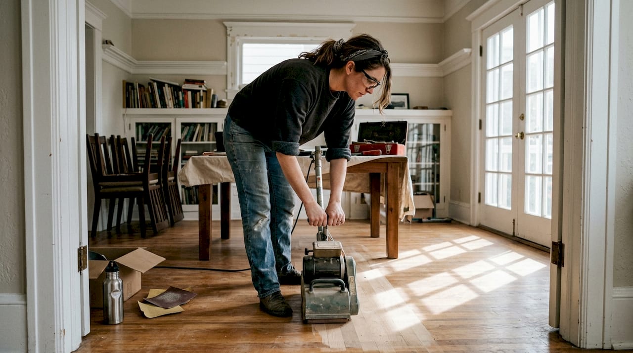 DIY refinishing hardwood floor in dining room