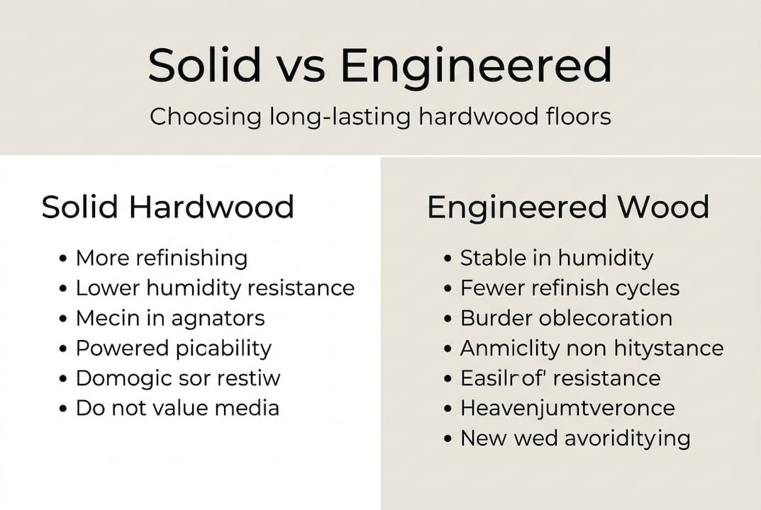 Infographic comparing solid and engineered hardwood