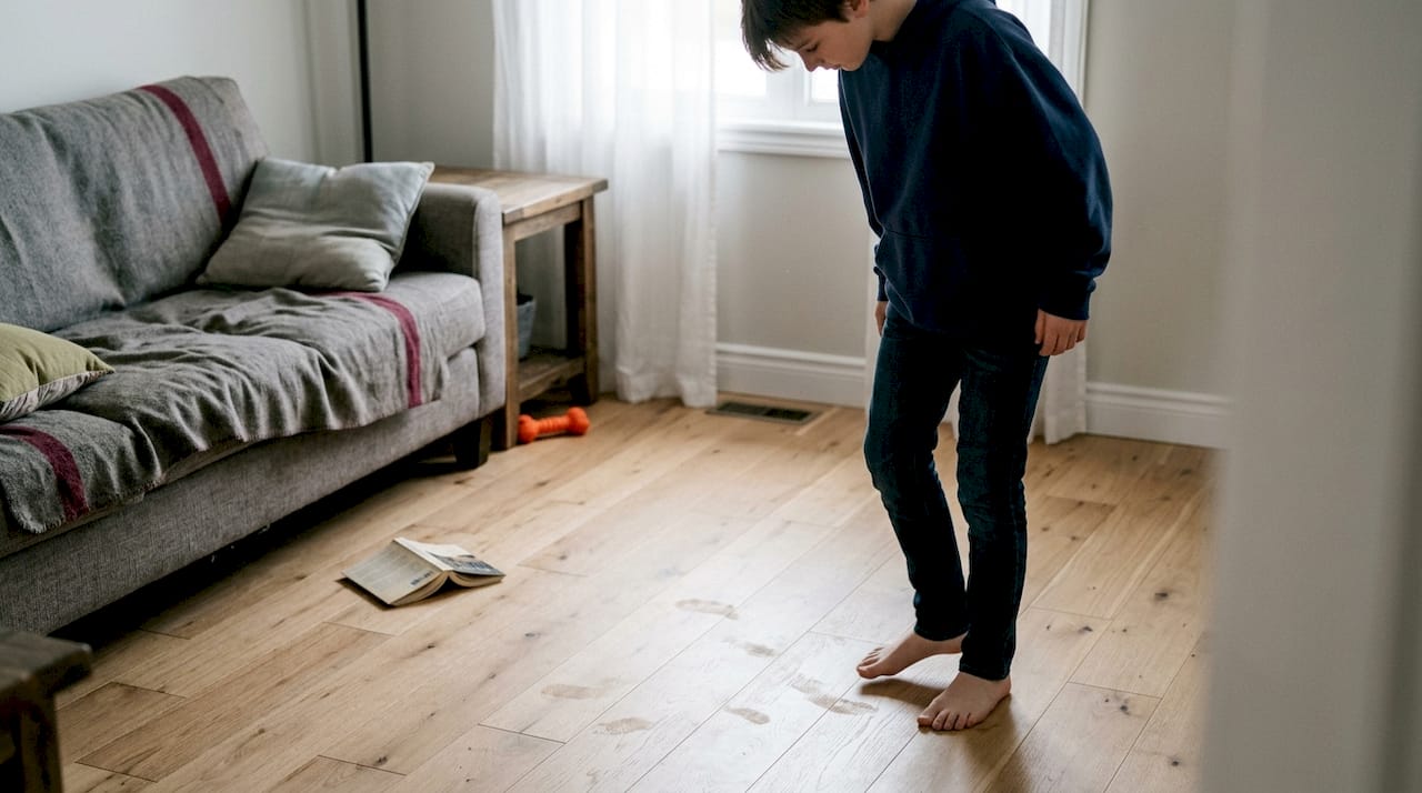 Testing comfort of wood floor with underlayment